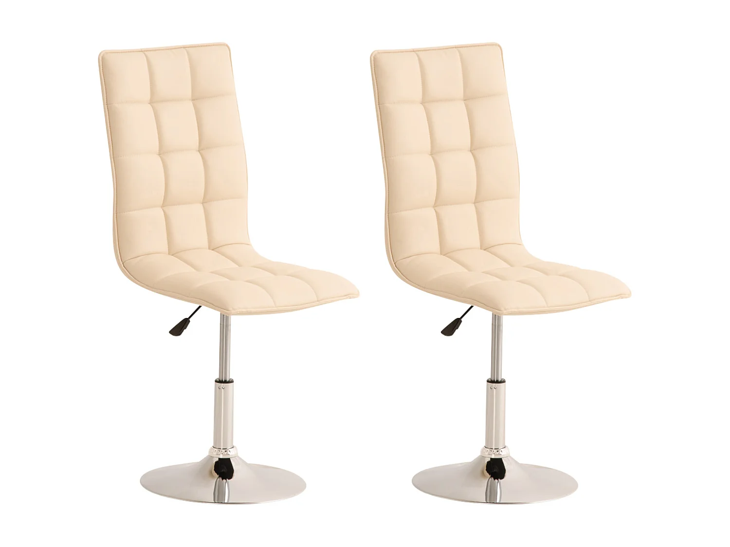 Lot de 2  chaise salle à manger - Similicuir & Chrome - Crème - Peking