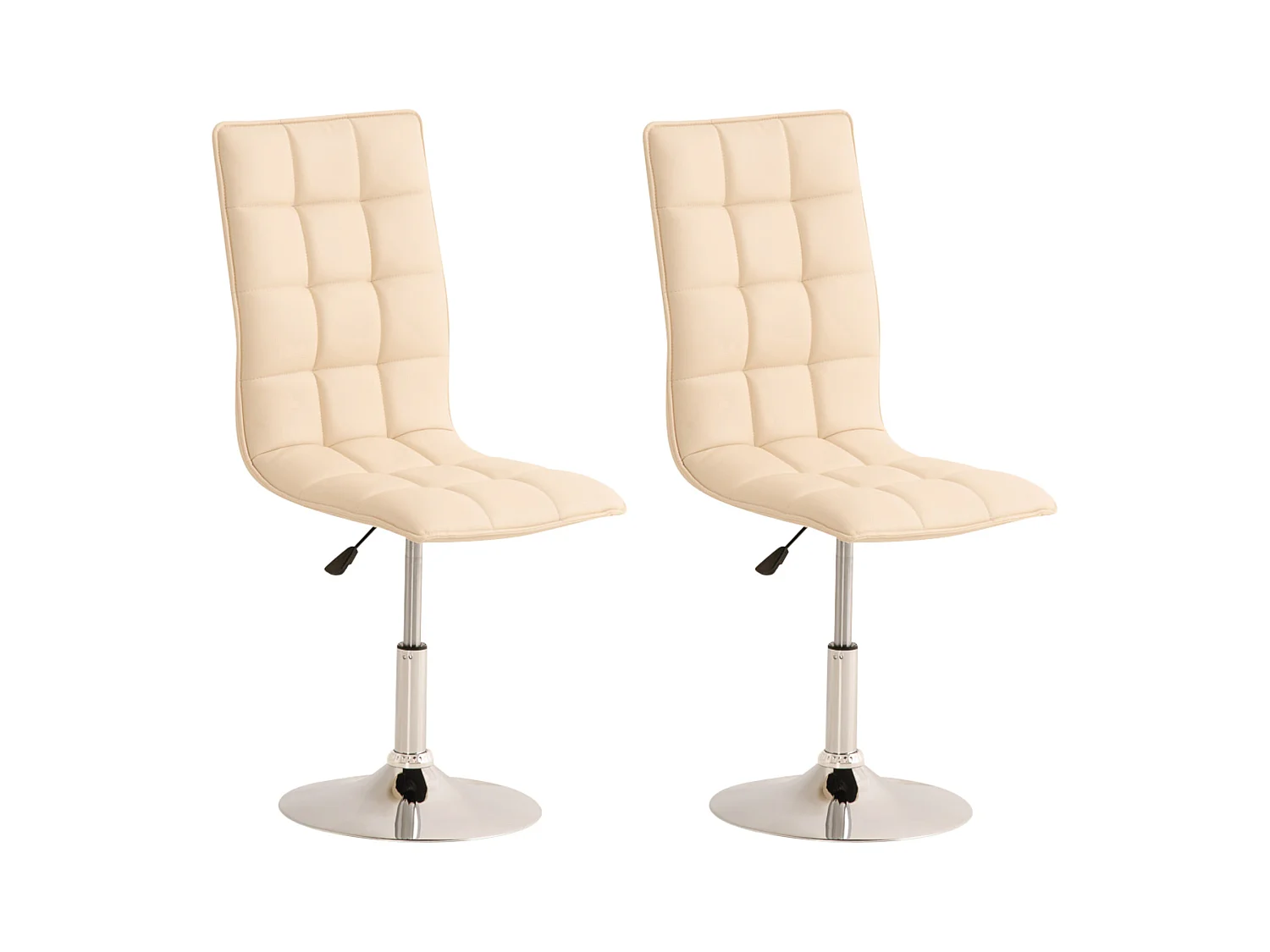 Lot de 2  chaise salle à manger - Similicuir & Chrome - Crème - Peking