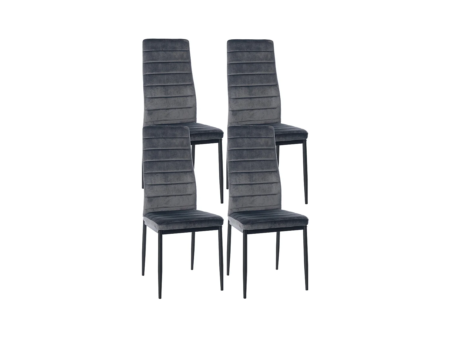 Lot de 4  chaise salle à manger - Velours - Gris - Mayfair