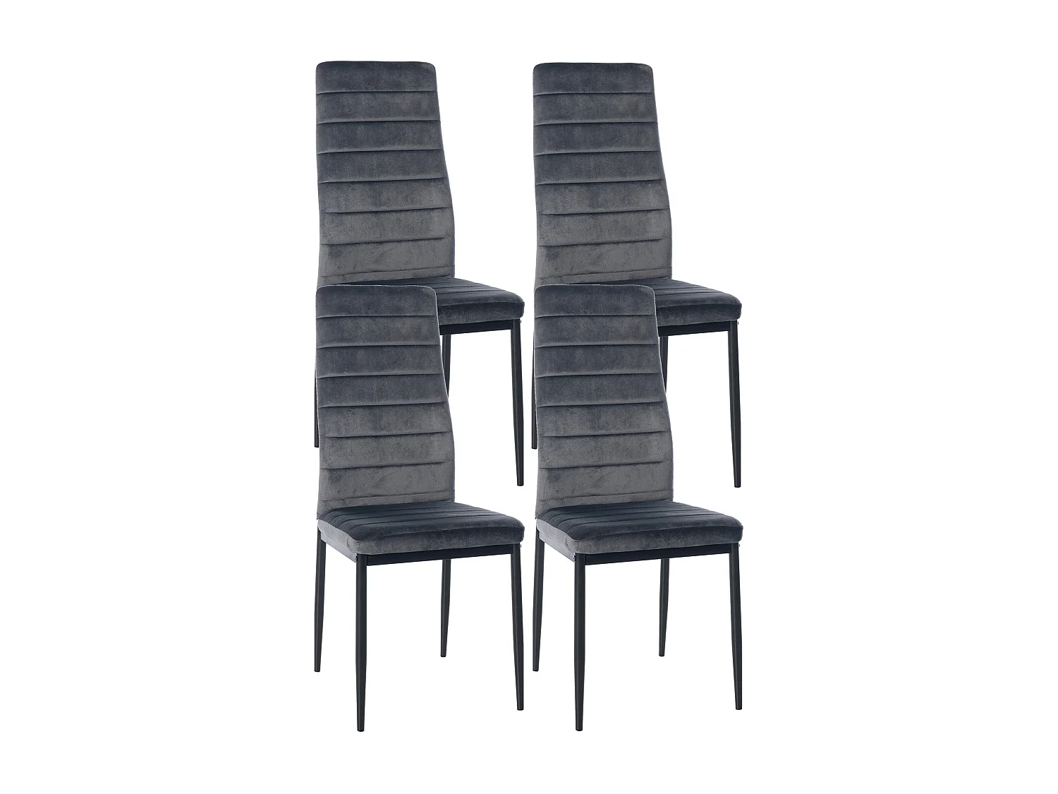 Lot de 4  chaise salle à manger - Velours - Gris - Mayfair