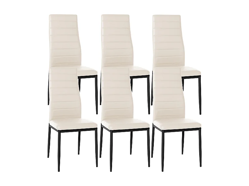 Lot de 6  chaise salle à manger - Similicuir - Crème - Mayfair