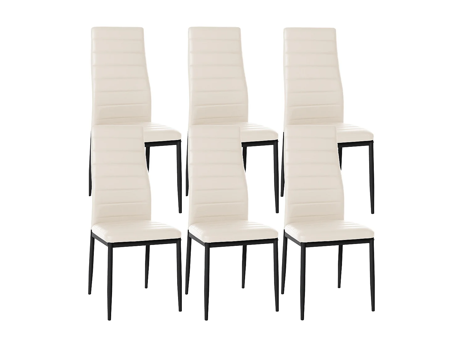 Lot de 6  chaise salle à manger - Similicuir - Crème - Mayfair