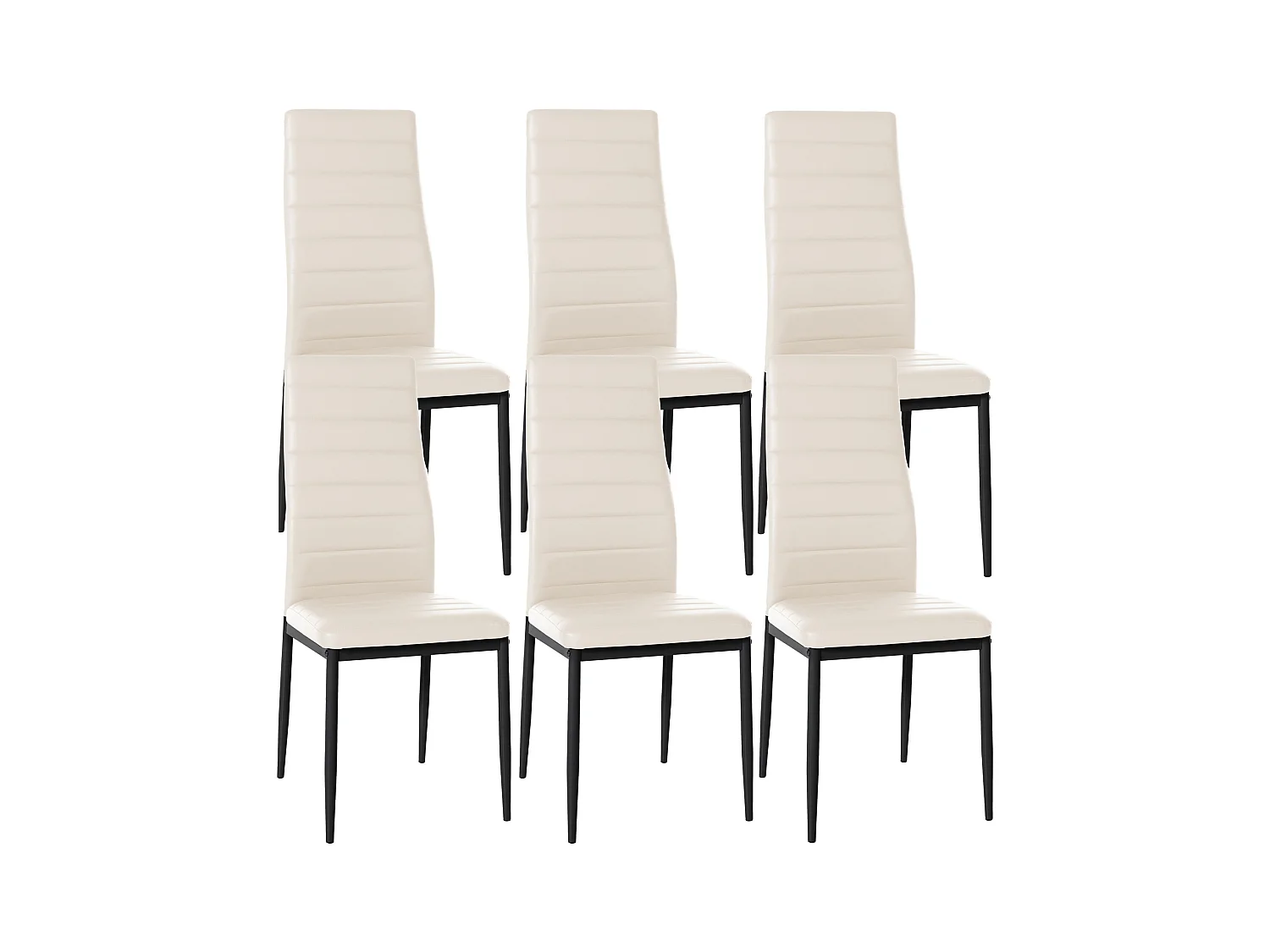 Lot de 6  chaise salle à manger - Similicuir - Crème - Mayfair
