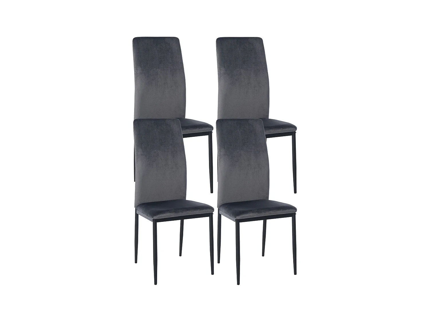 Lot de 4  chaise salle à manger - Velours - Gris - Savino