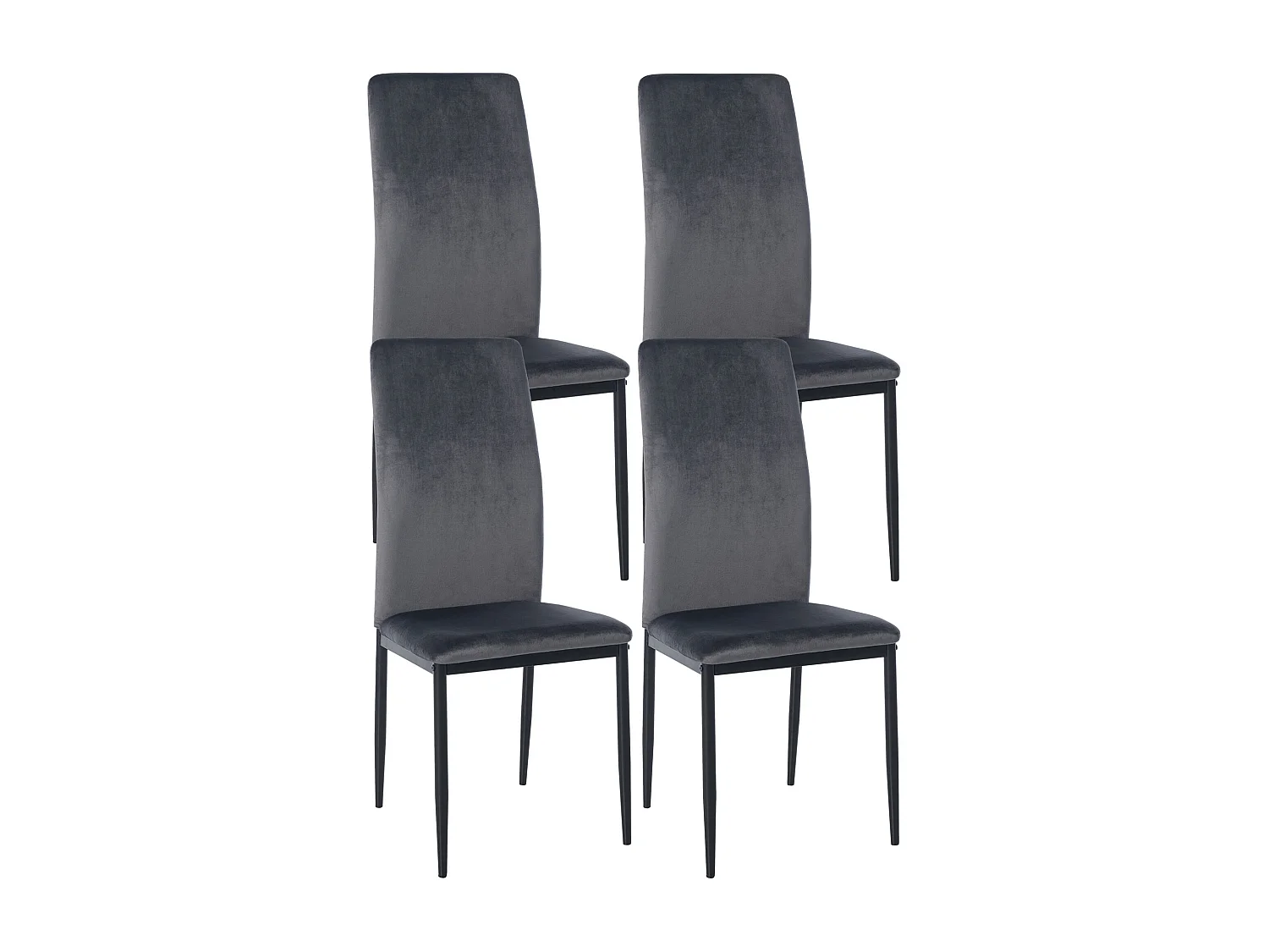 Lot de 4  chaise salle à manger - Velours - Gris - Savino