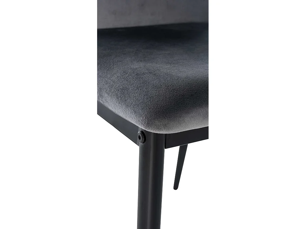 Lot de 4  chaise salle à manger - Velours - Gris - Savino