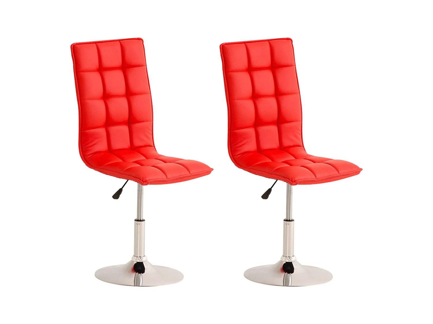 Lot de 2  chaise salle à manger - Similicuir & Chrome - Rouge - Peking