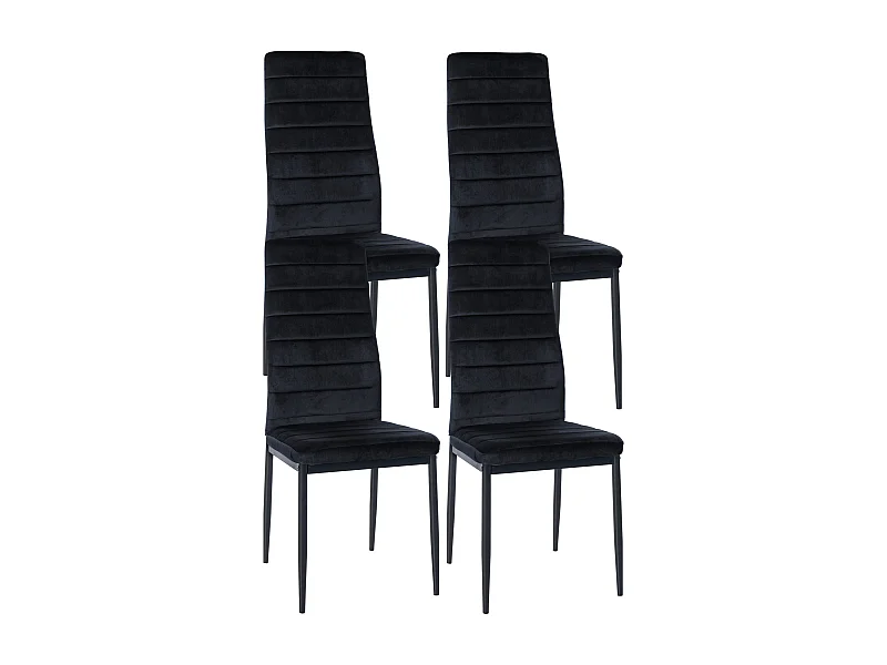 Lot de 4  chaise salle à manger - Velours - Noir - Mayfair