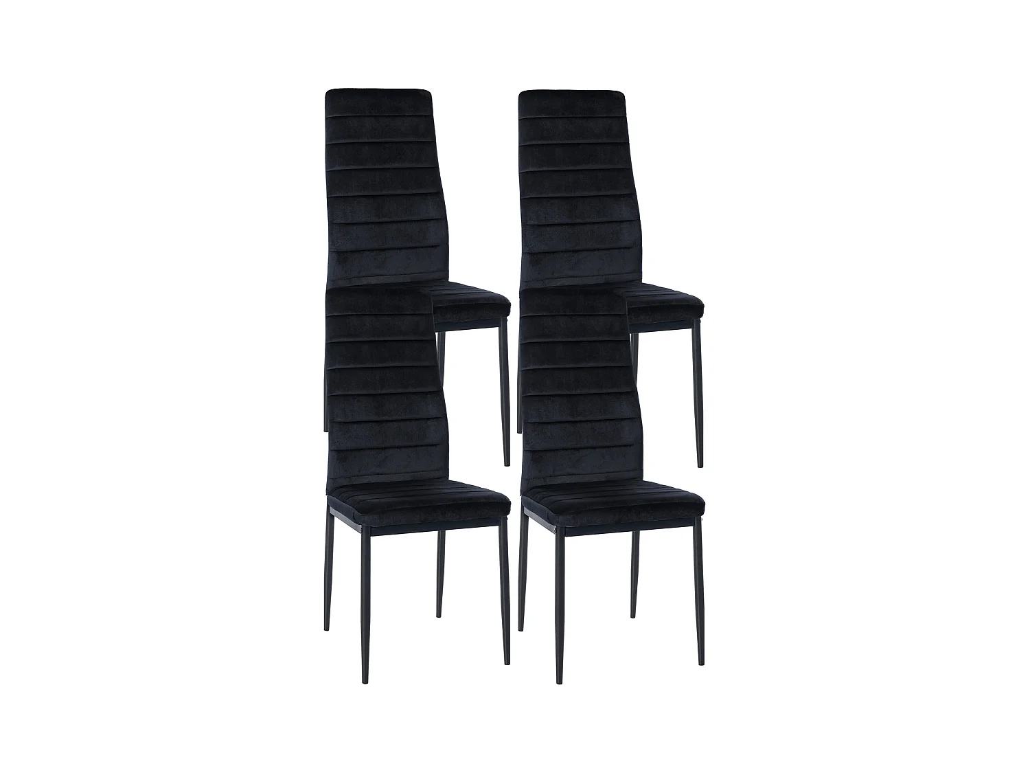 Lot de 4  chaise salle à manger - Velours - Noir - Mayfair