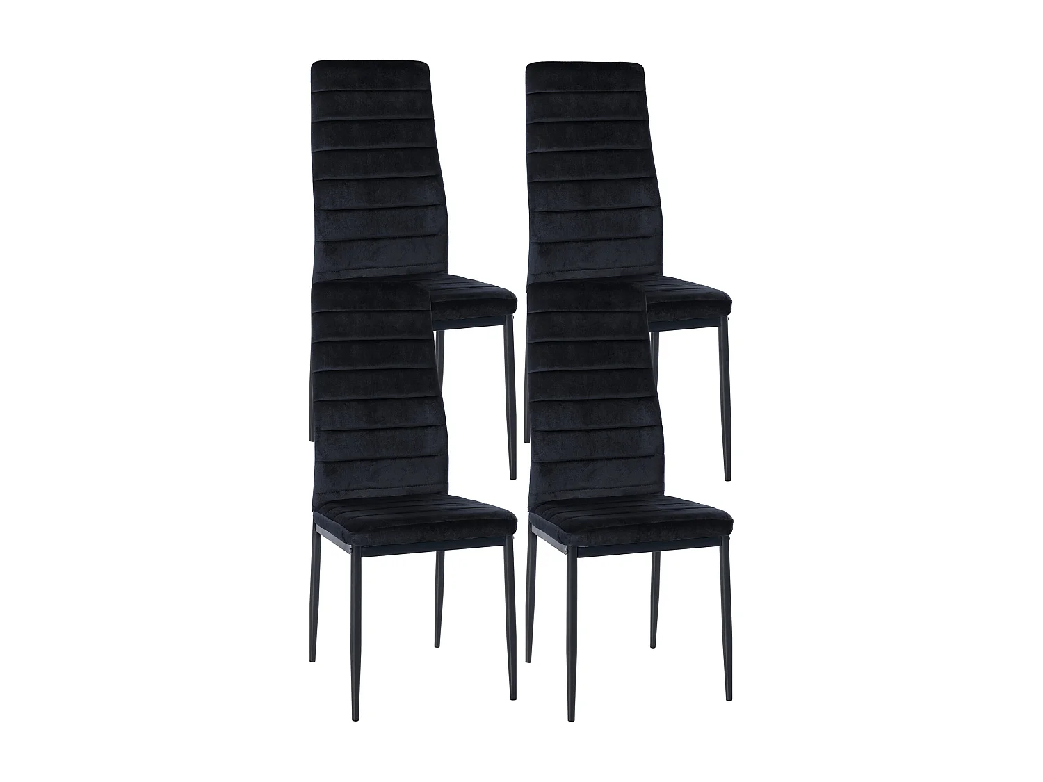 Lot de 4  chaise salle à manger - Velours - Noir - Mayfair