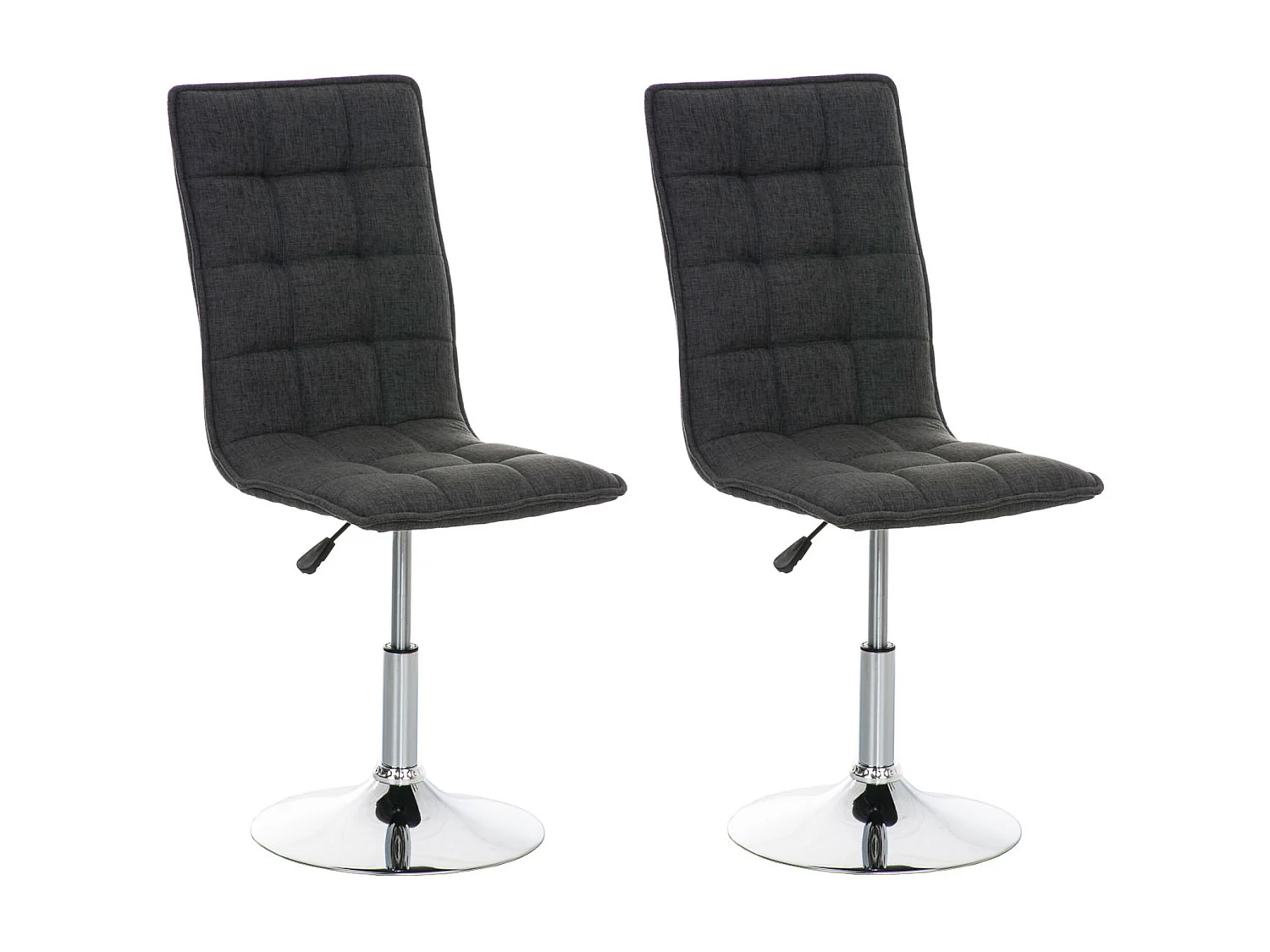 Lot de 2  chaise salle à manger - Tissu & Chrome - Gris foncé - Peking