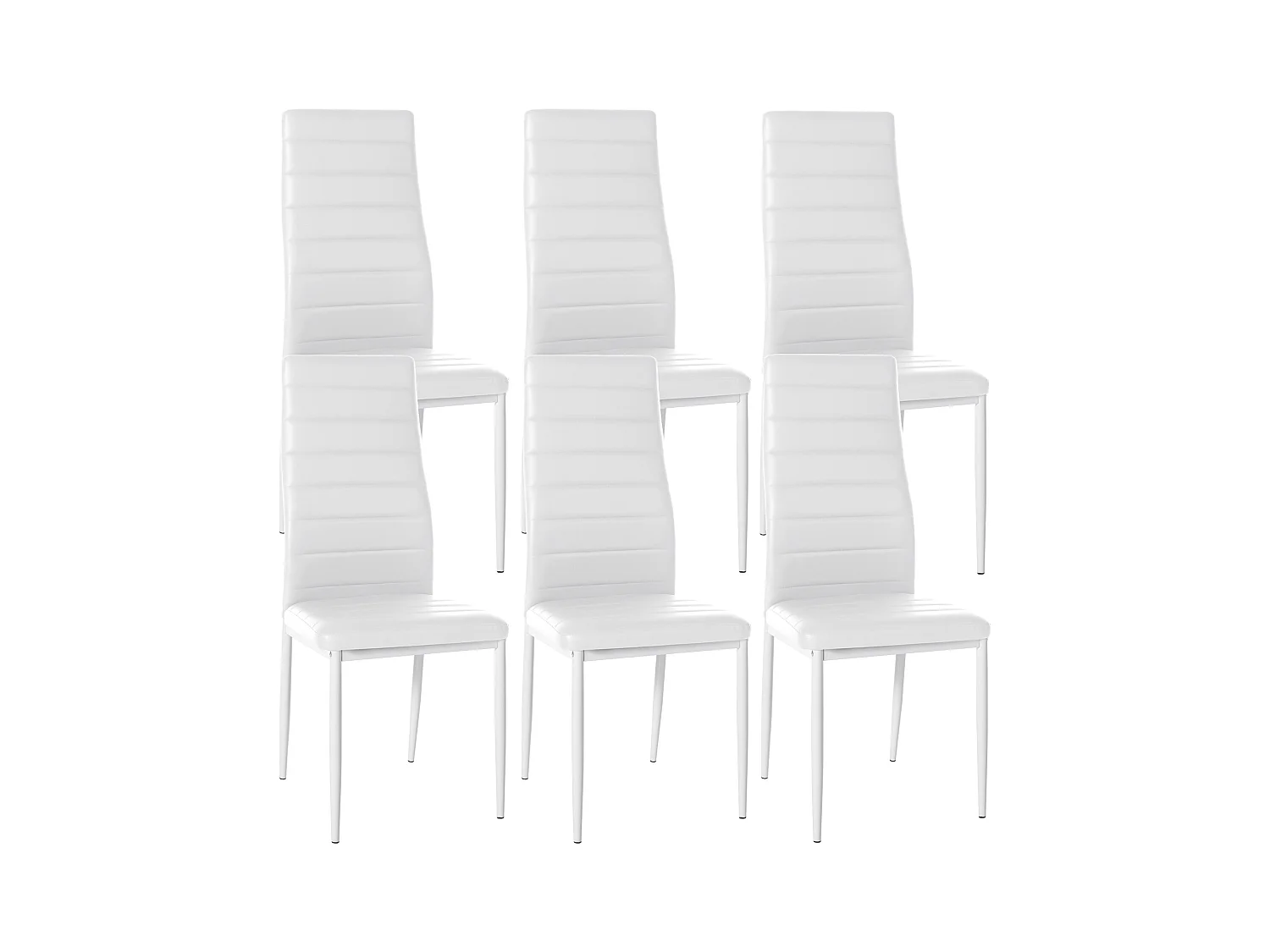 Lot de 6  chaise salle à manger - Similicuir - Blanc - Mayfair