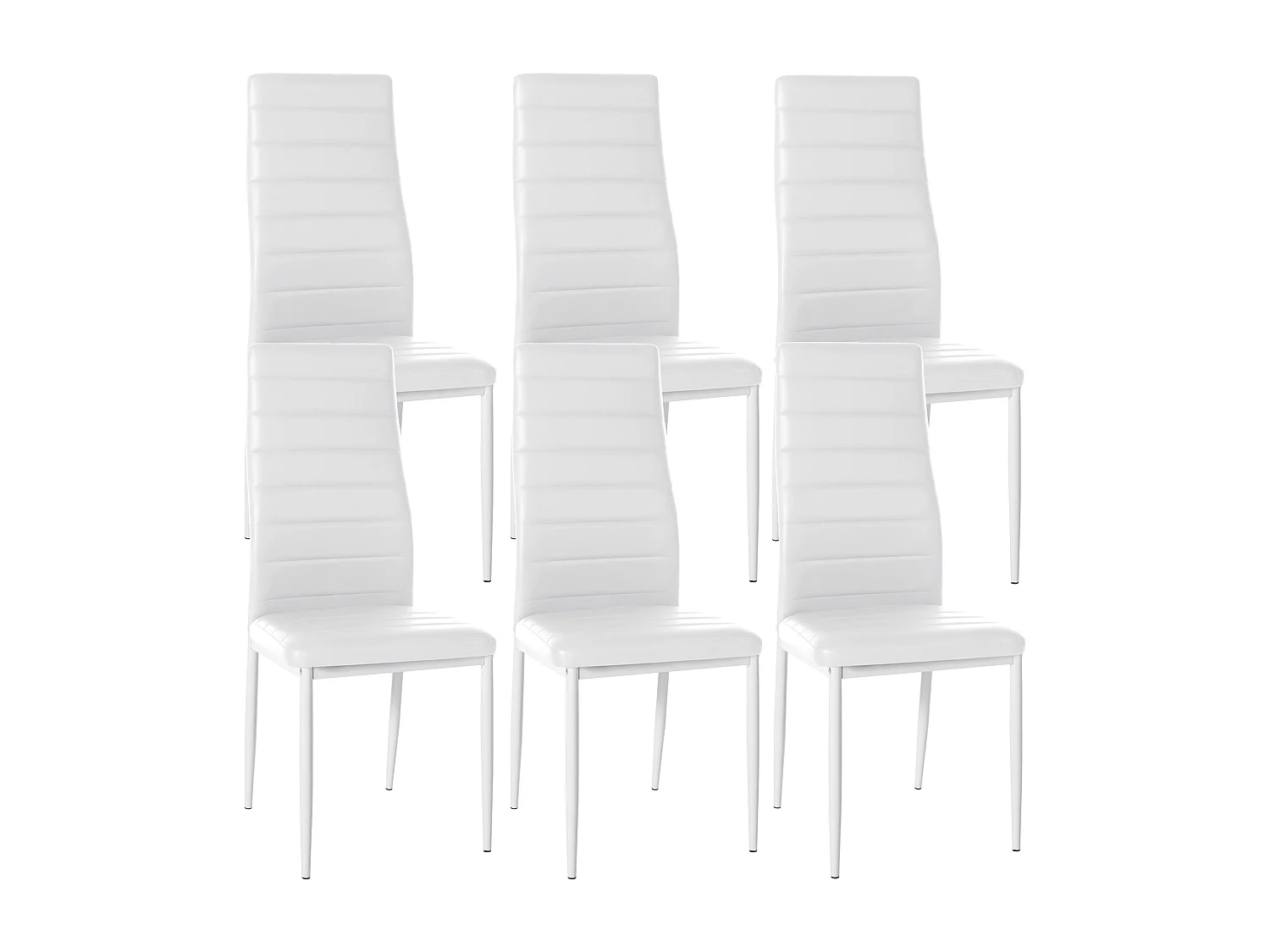 Lot de 6  chaise salle à manger - Similicuir - Blanc - Mayfair