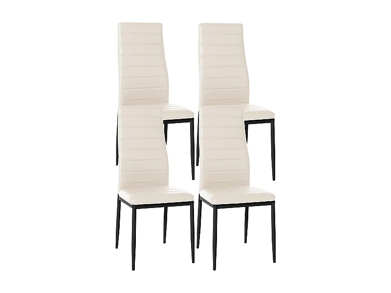 Lot de 4  chaise salle à manger - Similicuir - Crème - Mayfair