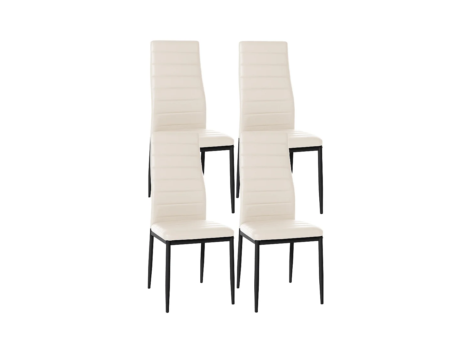 Lot de 4  chaise salle à manger - Similicuir - Crème - Mayfair