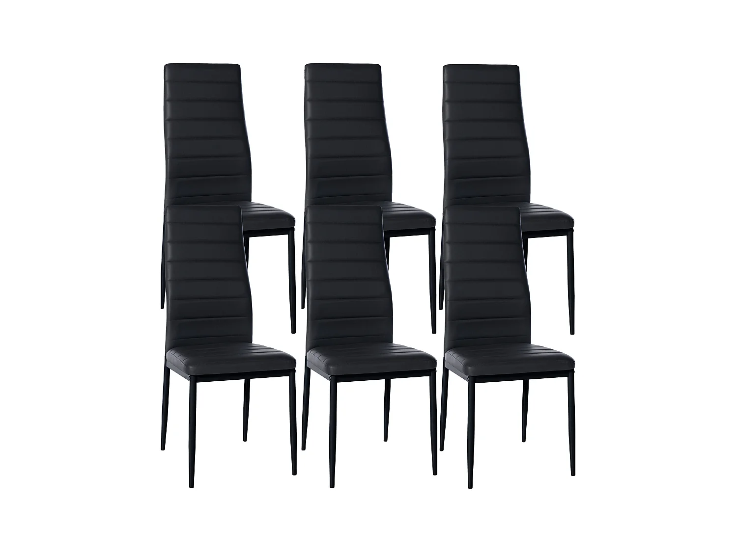 Lot de 6  chaise salle à manger - Similicuir - Noir - Mayfair
