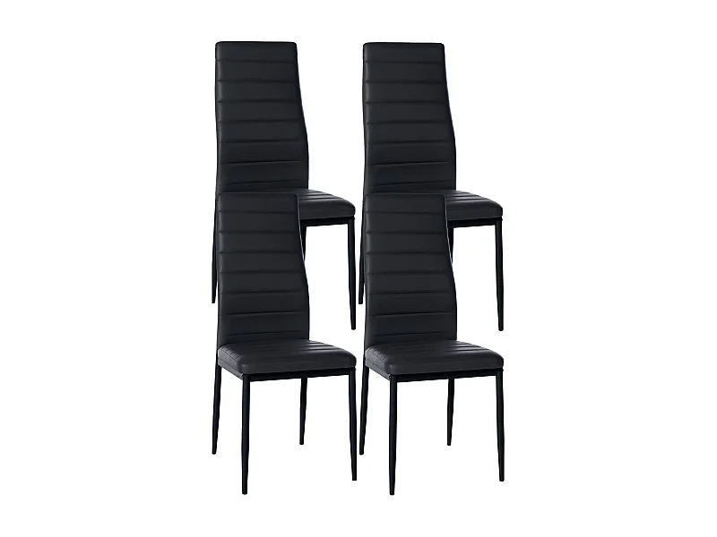 Lot de 4  chaise salle à manger - Similicuir - Noir - Mayfair