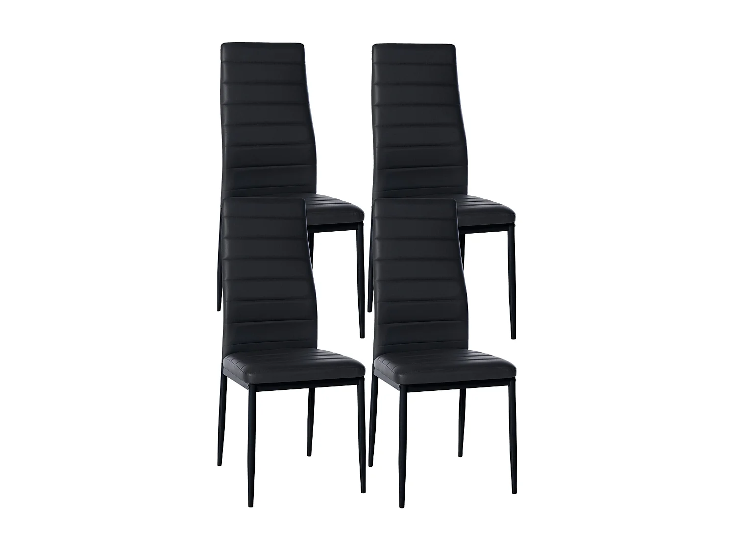 Lot de 4  chaise salle à manger - Similicuir - Noir - Mayfair