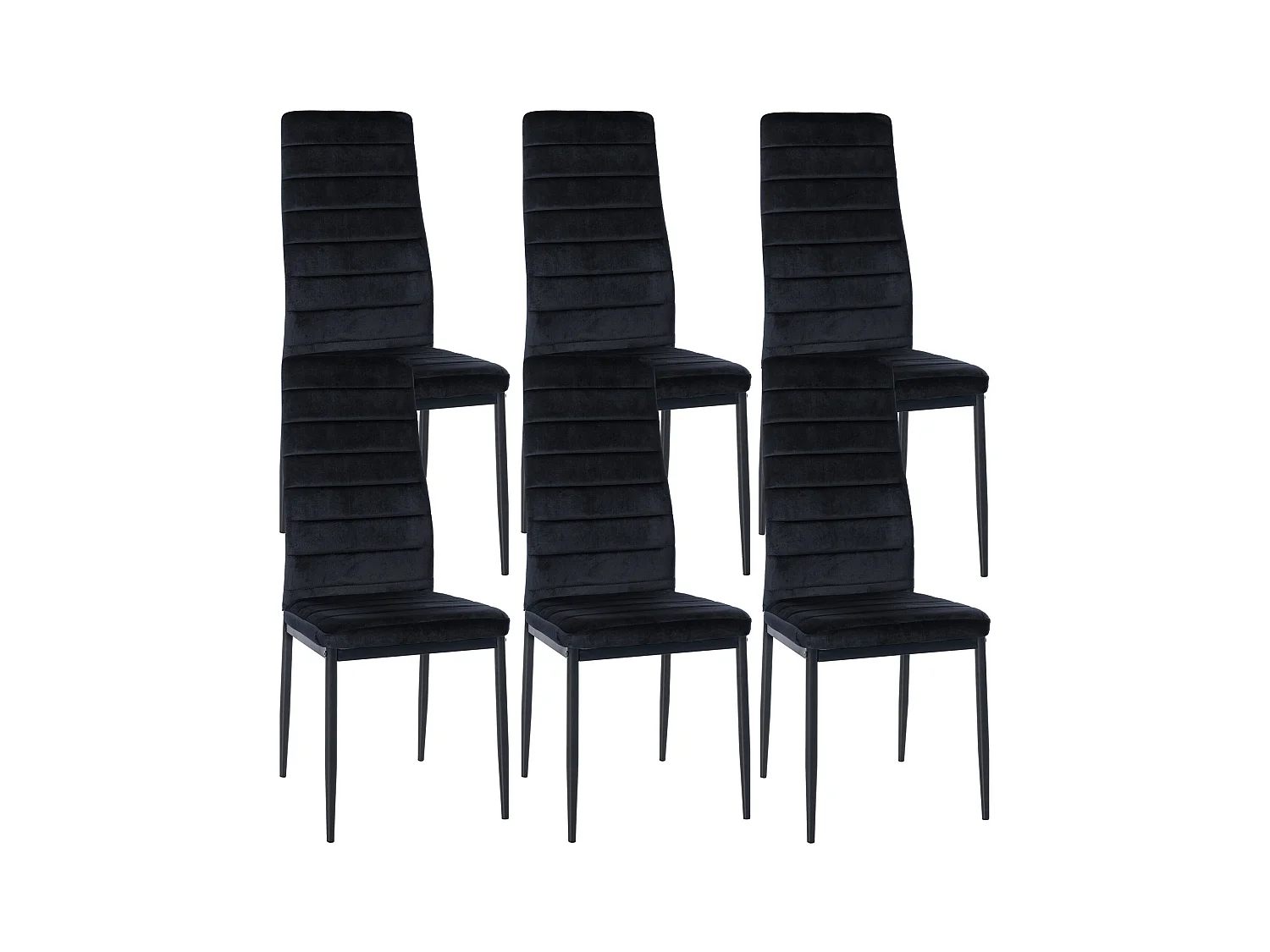 Lot de 6  chaise salle à manger - Velours - Noir - Mayfair