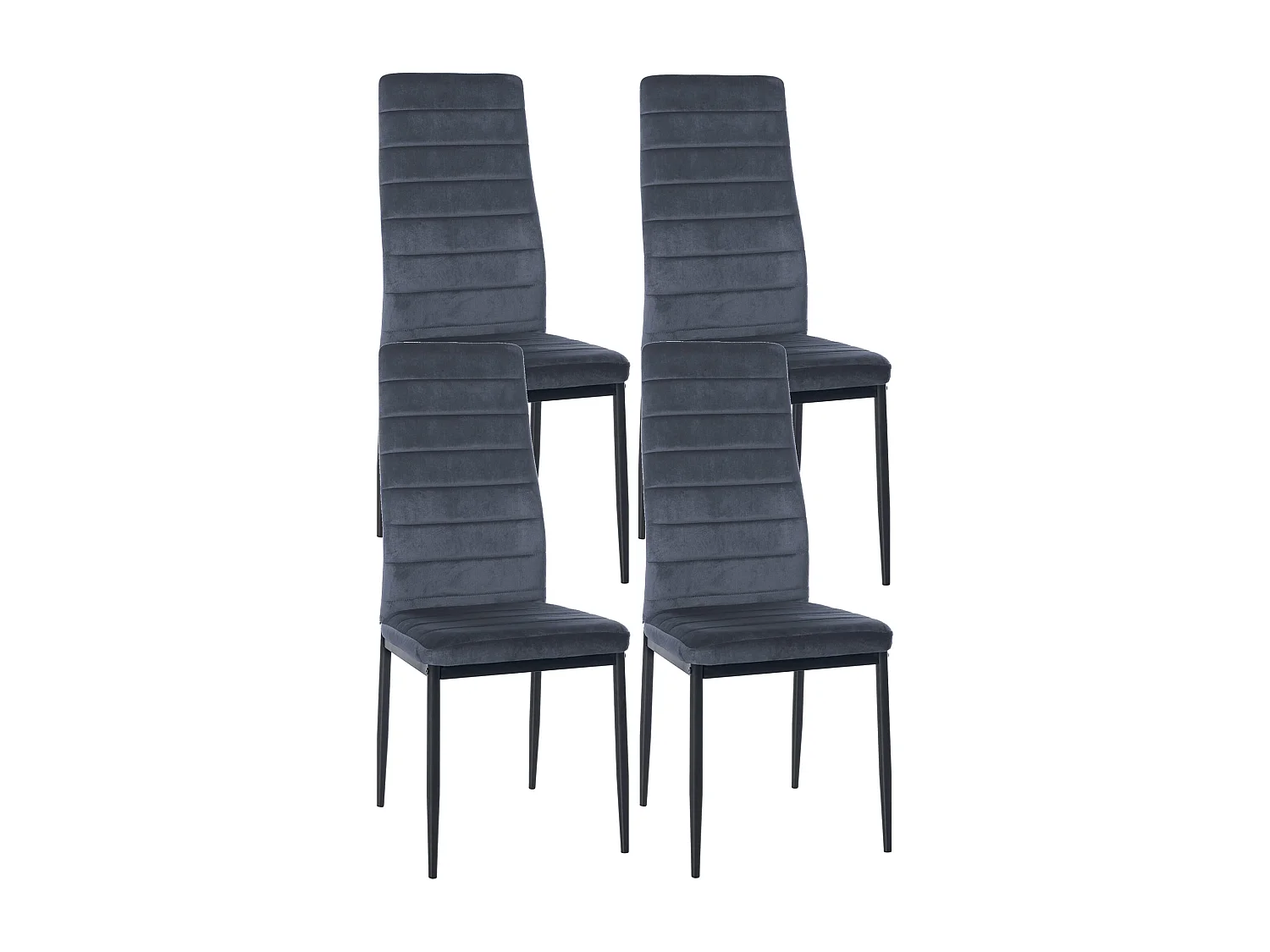 Lot de 4  chaise salle à manger - Velours - Gris clair - Mayfair