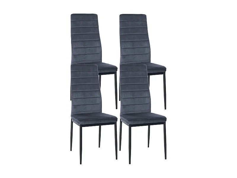 Lot de 4  chaise salle à manger - Velours - Gris clair - Mayfair