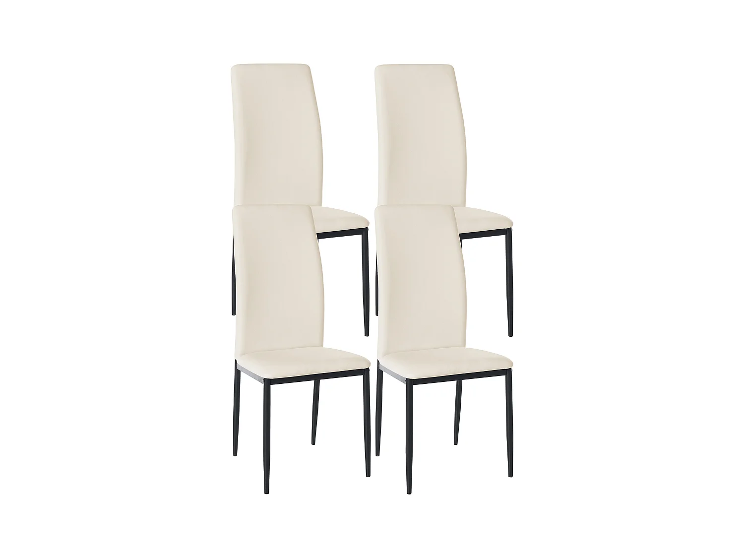 Lot de 4  chaise salle à manger - Similicuir - Crème - Savino