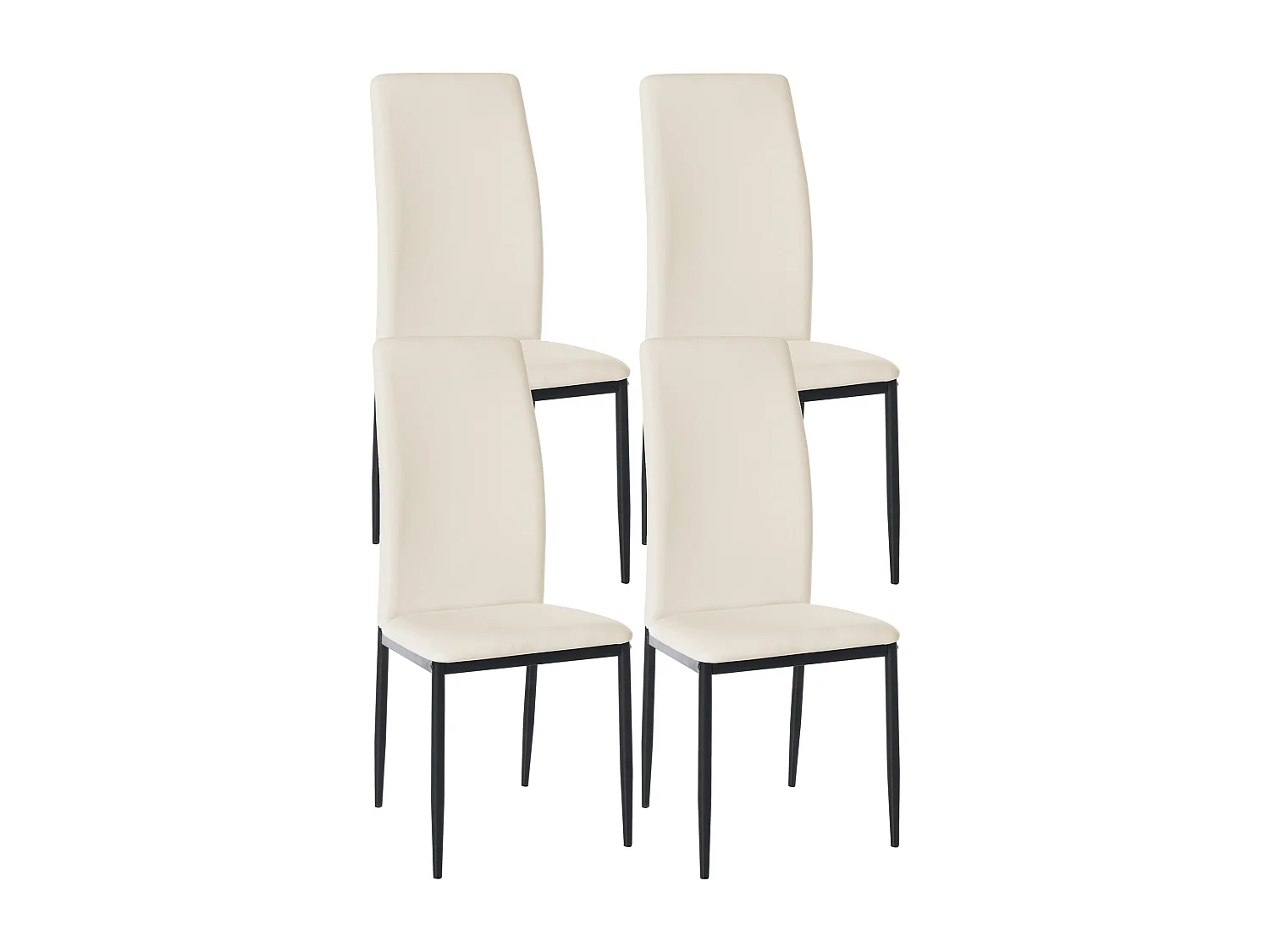 Lot de 4  chaise salle à manger - Similicuir - Crème - Savino