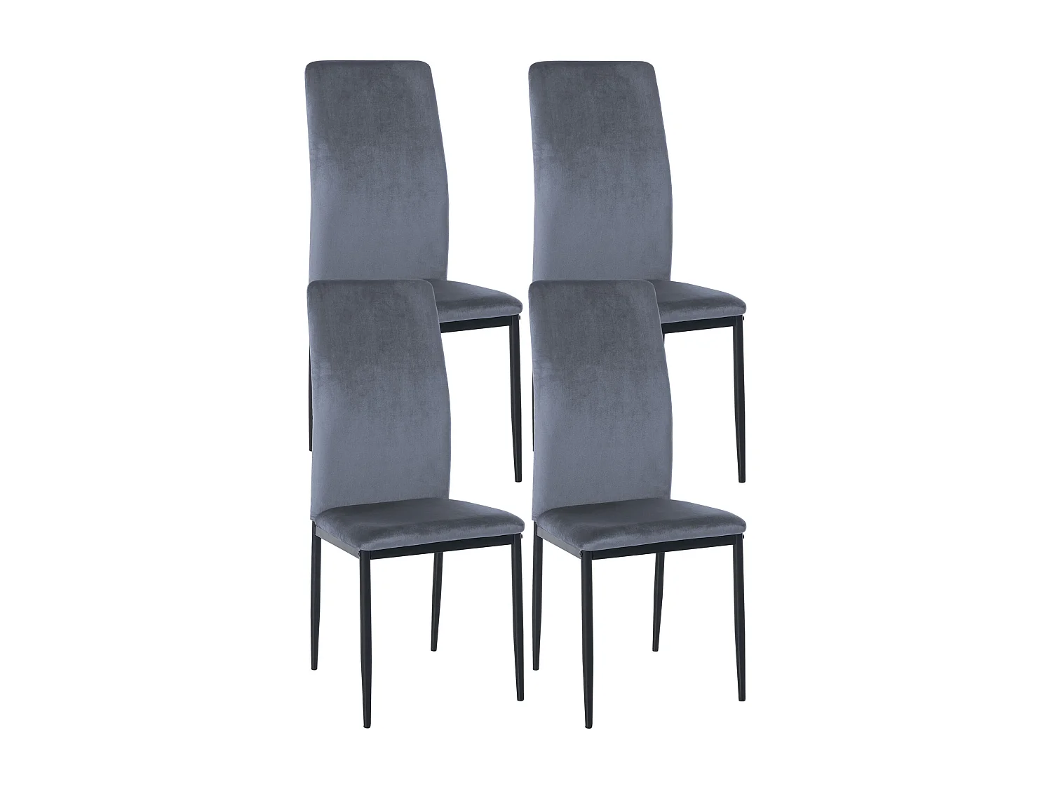 Lot de 4  chaise salle à manger - Velours - Gris clair - Savino