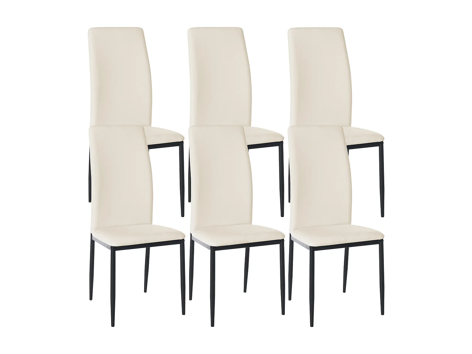 Lot de 6  chaise salle à manger - Similicuir - Crème - Savino