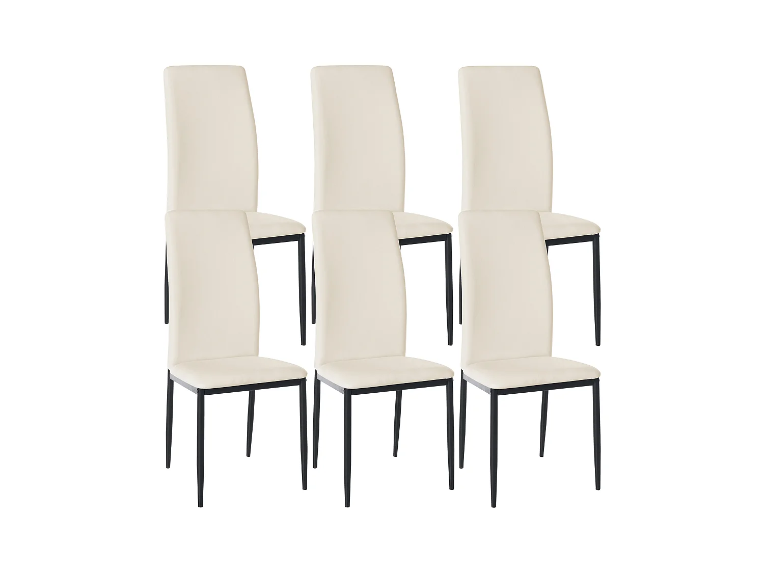 Lot de 6  chaise salle à manger - Similicuir - Crème - Savino