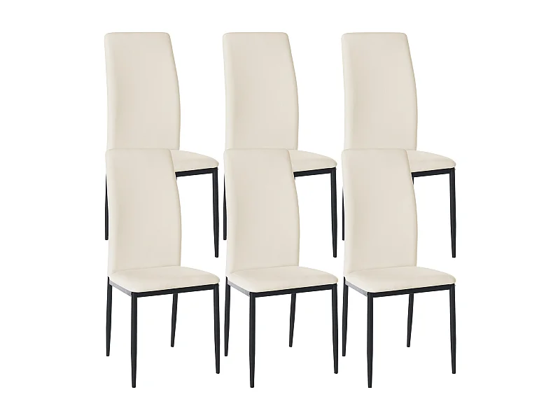 Lot de 6  chaise salle à manger - Similicuir - Crème - Savino