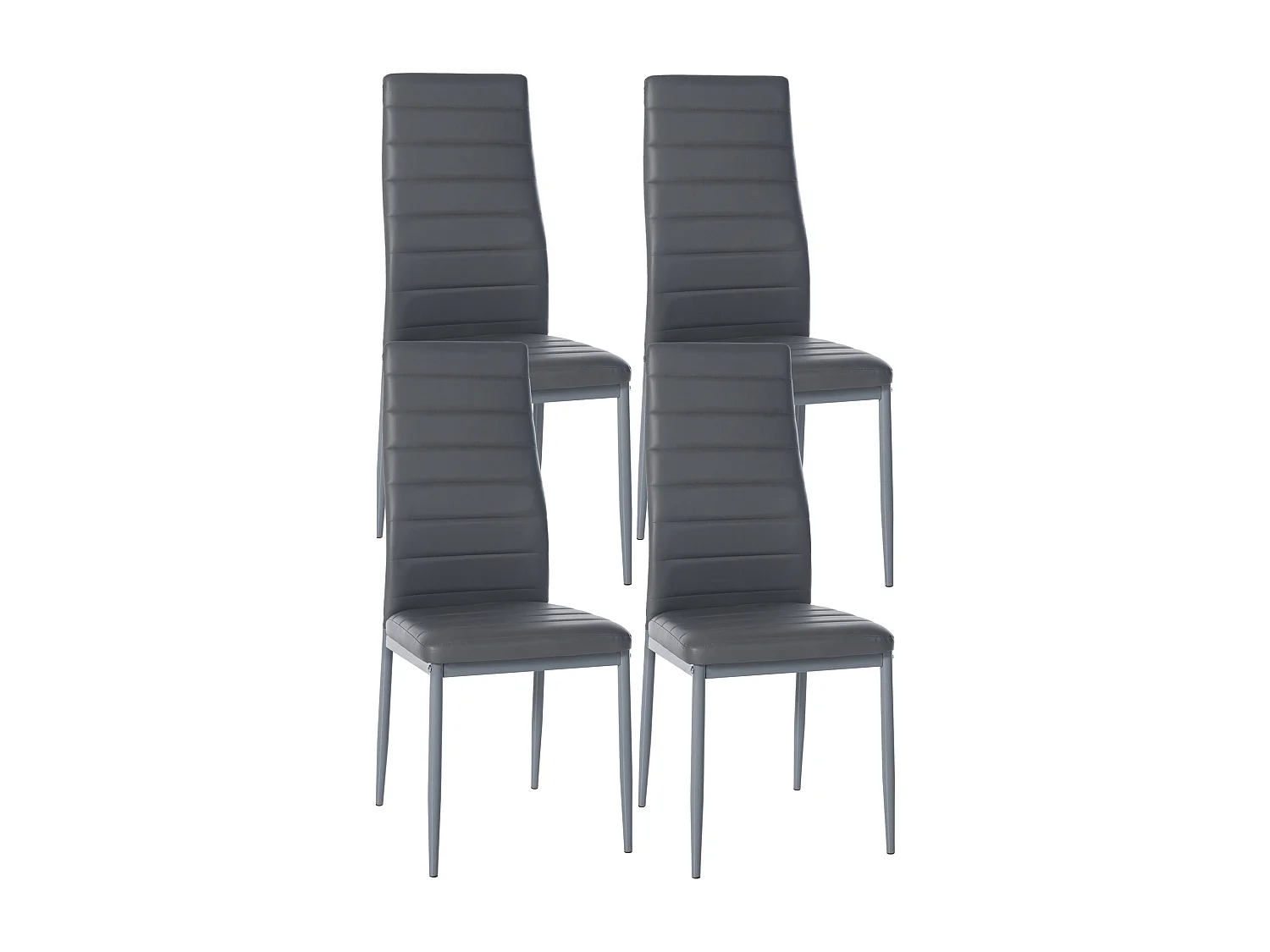 Lot de 4  chaise salle à manger - Similicuir - Gris - Mayfair