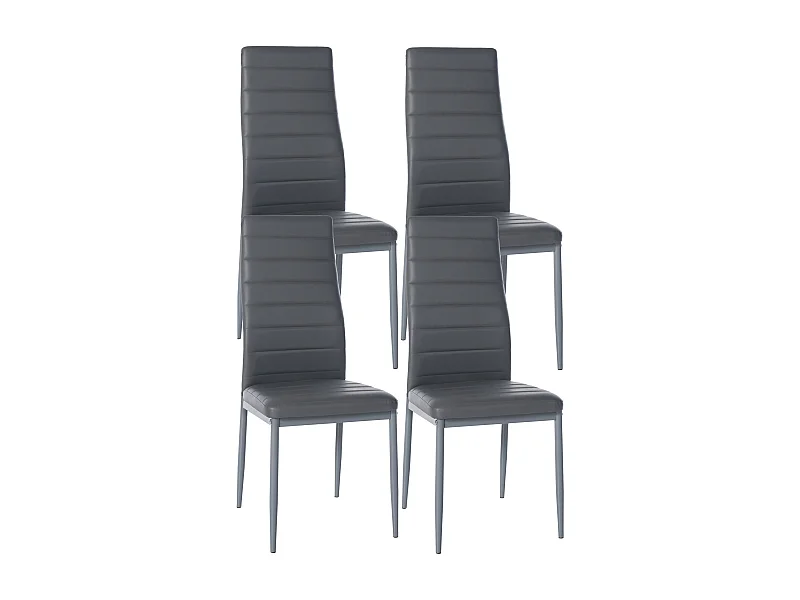 Lot de 4  chaise salle à manger - Similicuir - Gris - Mayfair