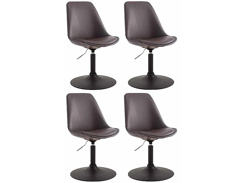 Lot de 4  chaise salle à manger - Similicuir & Noir - Marron - Maverick