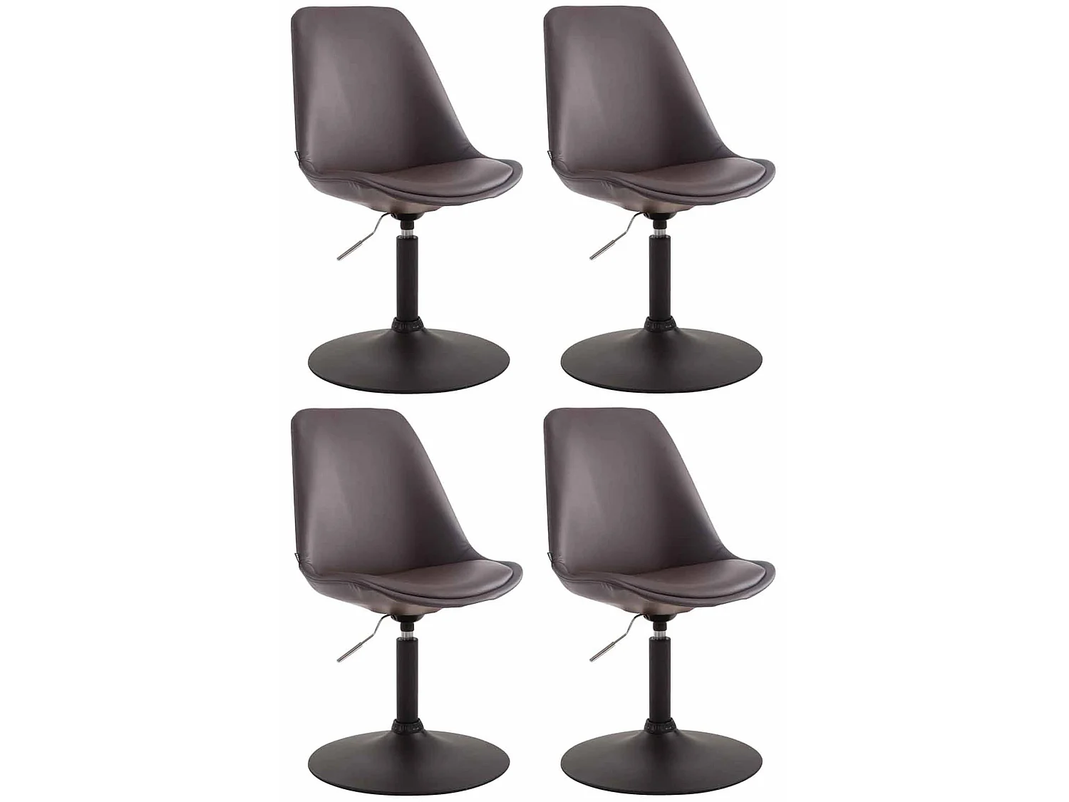 Lot de 4  chaise salle à manger - Similicuir & Noir - Marron - Maverick