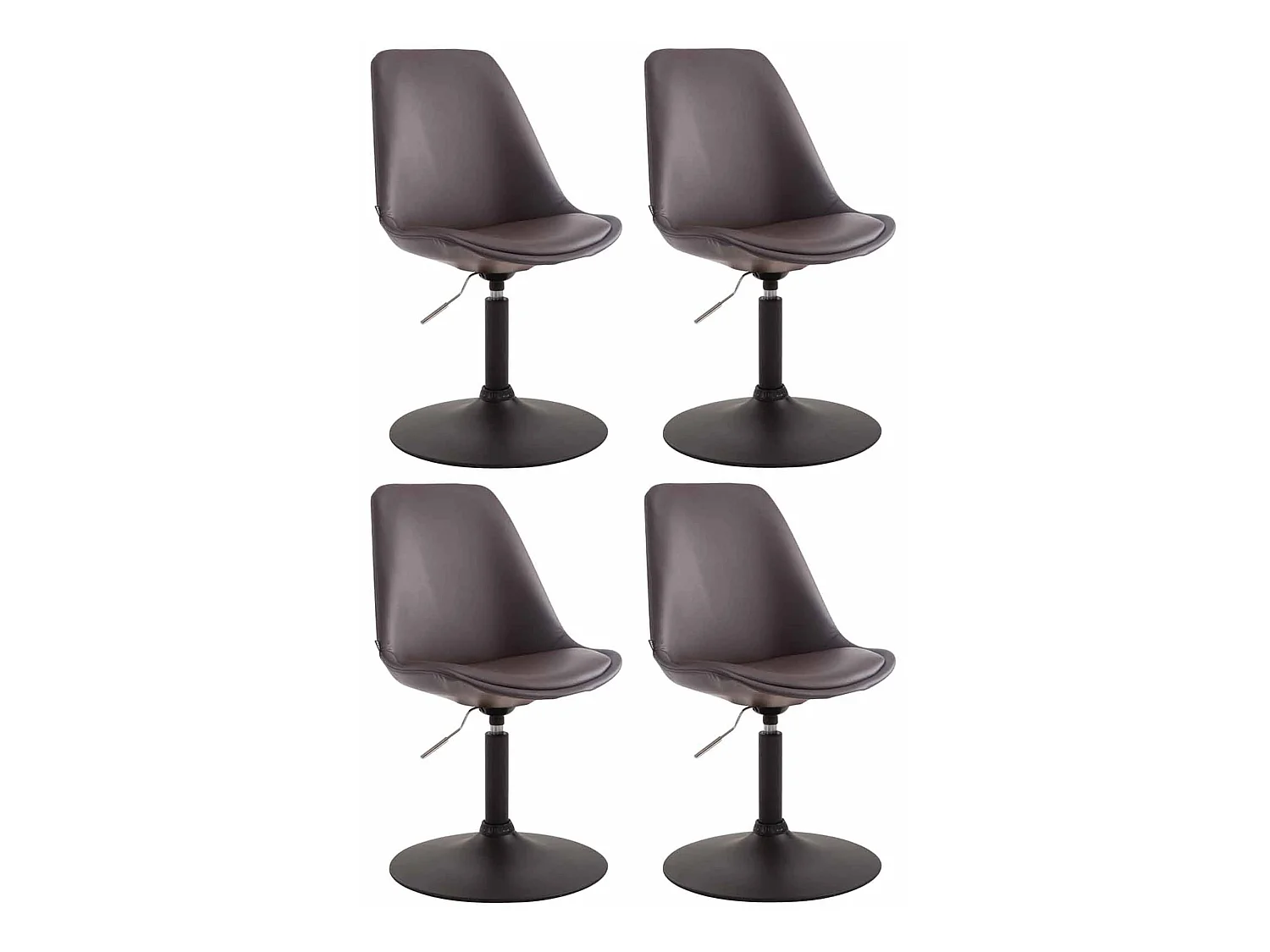 Lot de 4  chaise salle à manger - Similicuir & Noir - Marron - Maverick