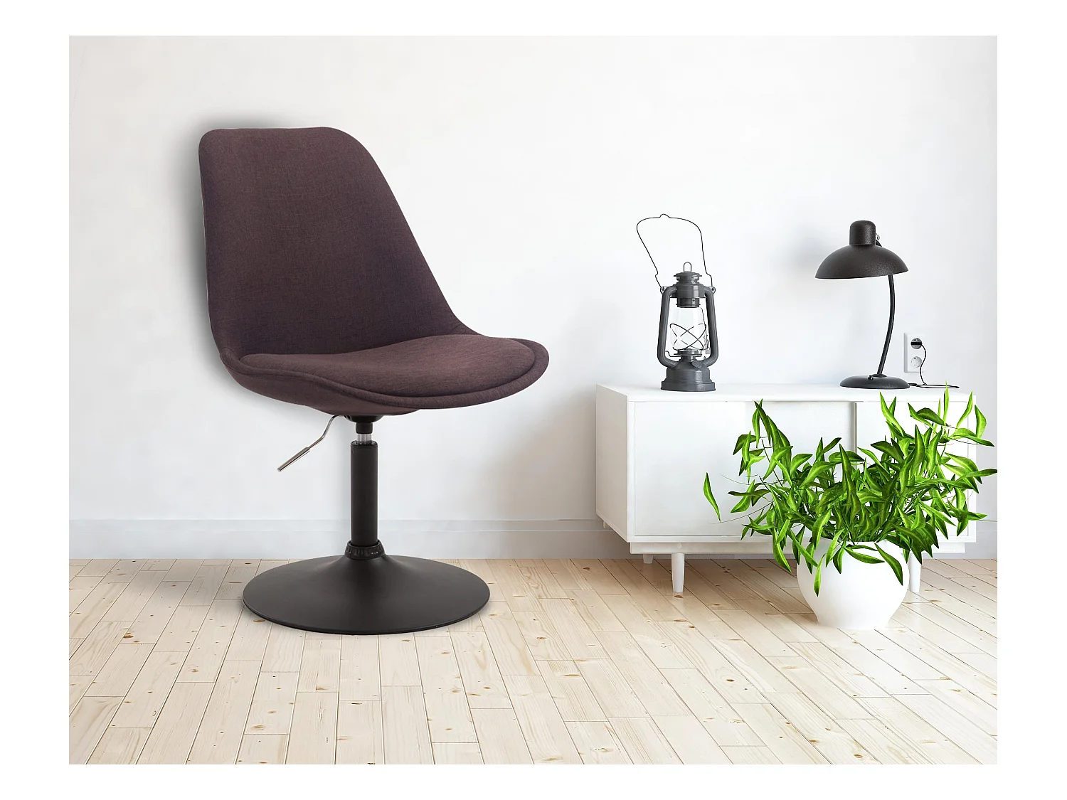 chaise salle à manger - Tissu & Noir - Marron - Maverick