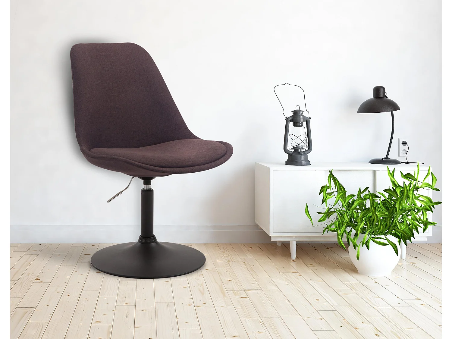 chaise salle à manger - Tissu & Noir - Marron - Maverick