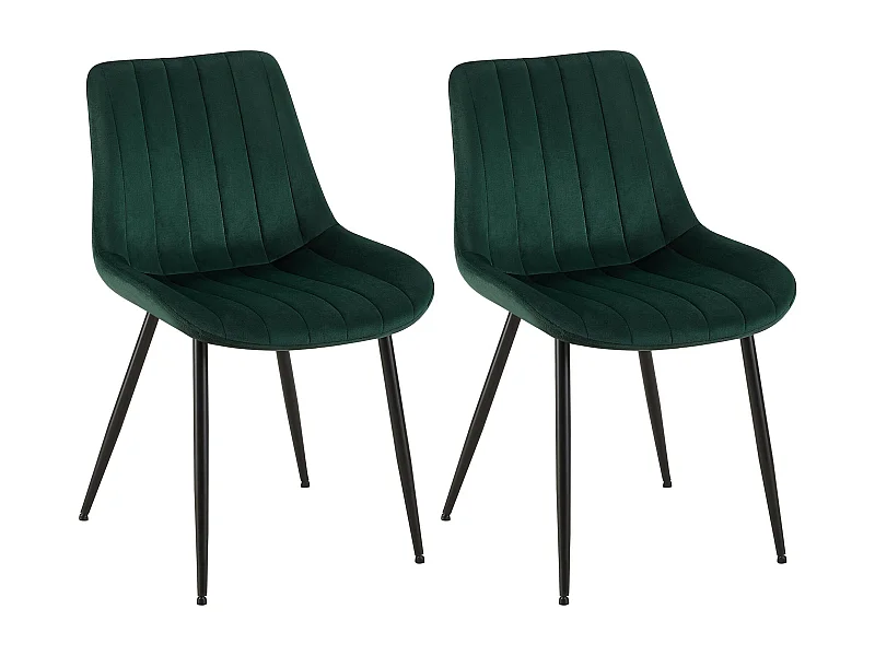 Lot de 2  chaise salle à manger - Velours & Blanc - Vert - Rahden