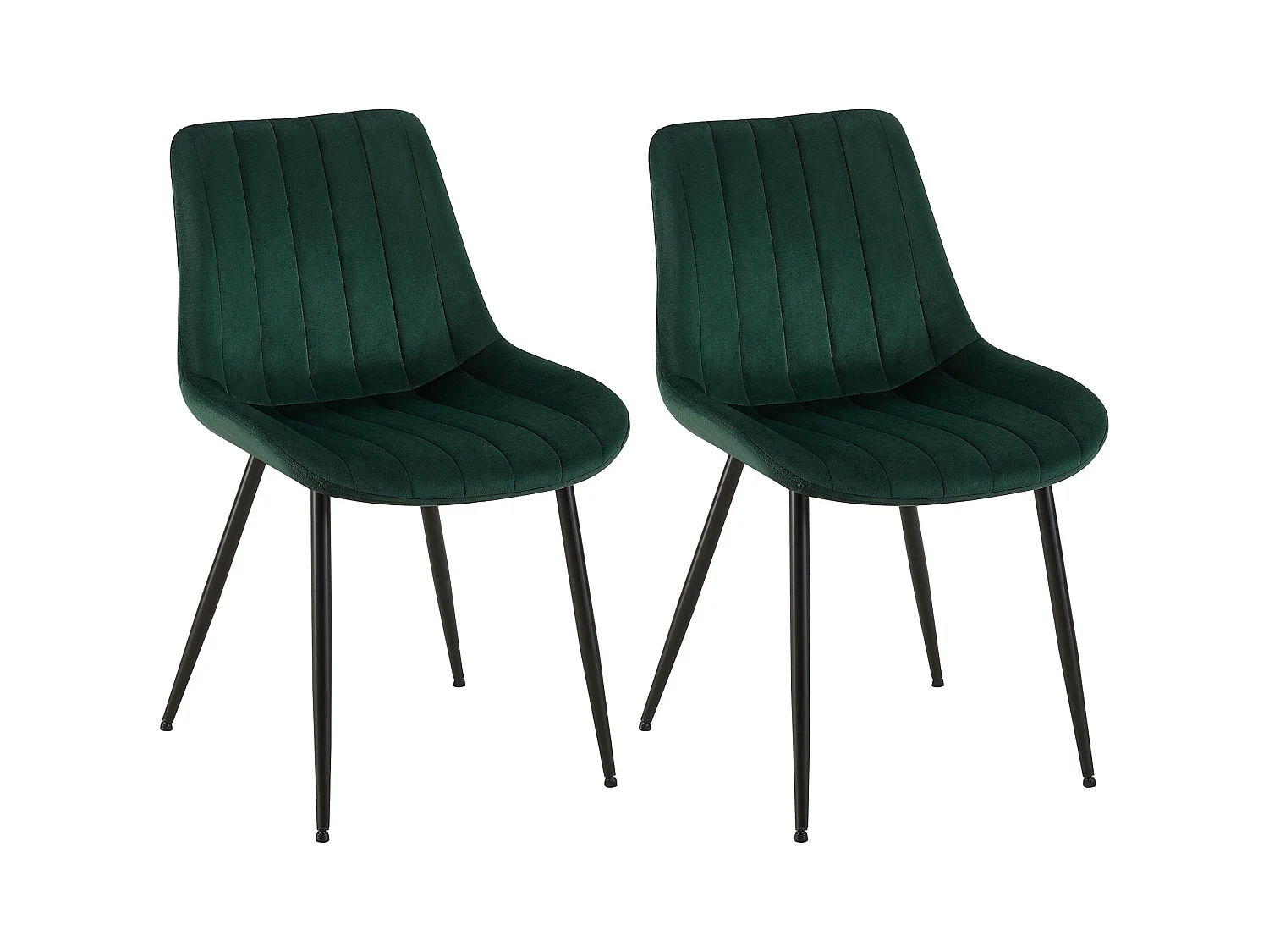 Lot de 2  chaise salle à manger - Velours & Blanc - Vert - Rahden