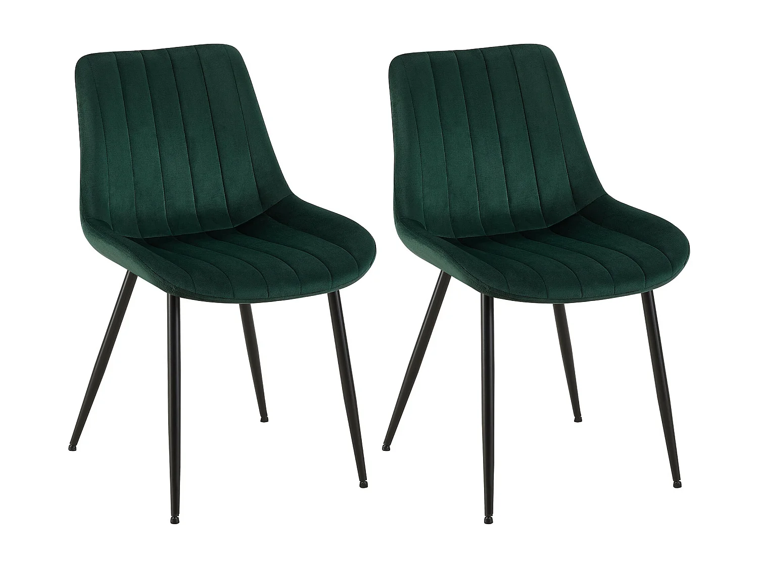 Lot de 2  chaise salle à manger - Velours & Blanc - Vert - Rahden