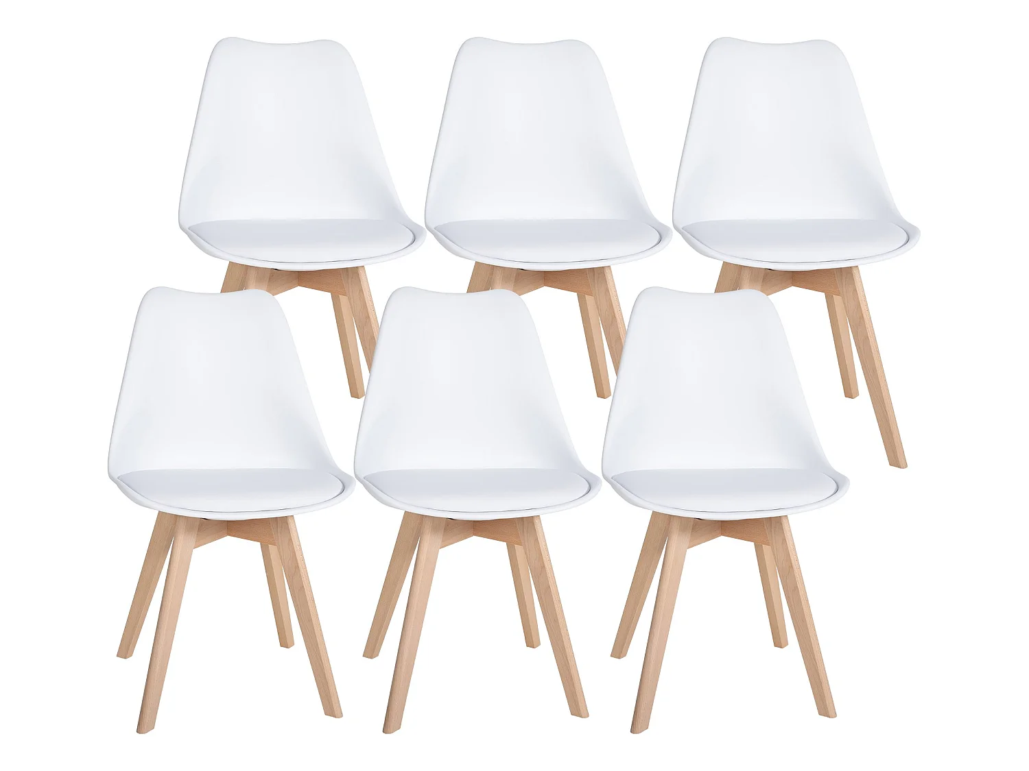 Lot de 6  chaise salle à manger - Plastique - Blanc - Ramsey