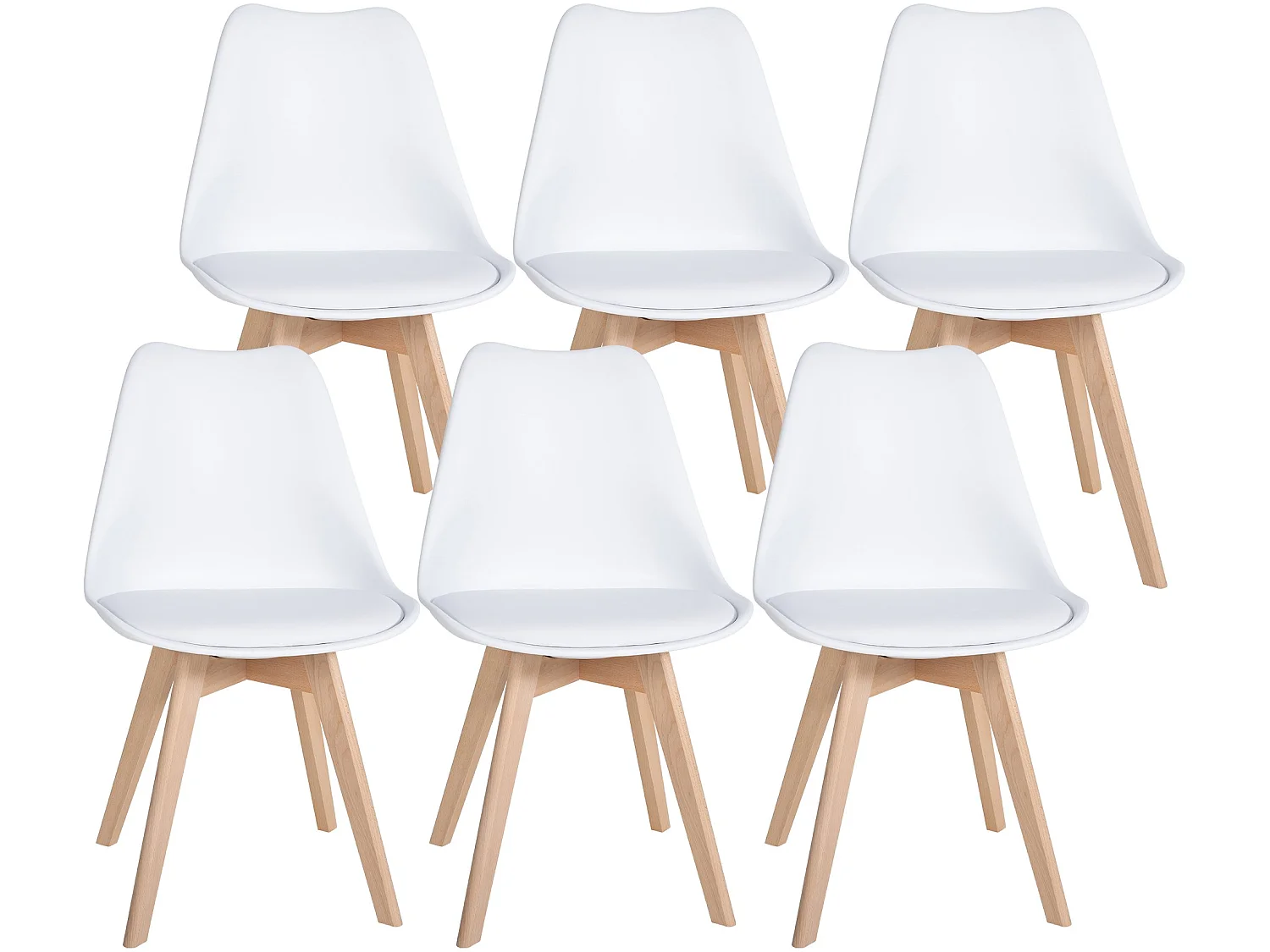 Lot de 6  chaise salle à manger - Plastique - Blanc - Ramsey