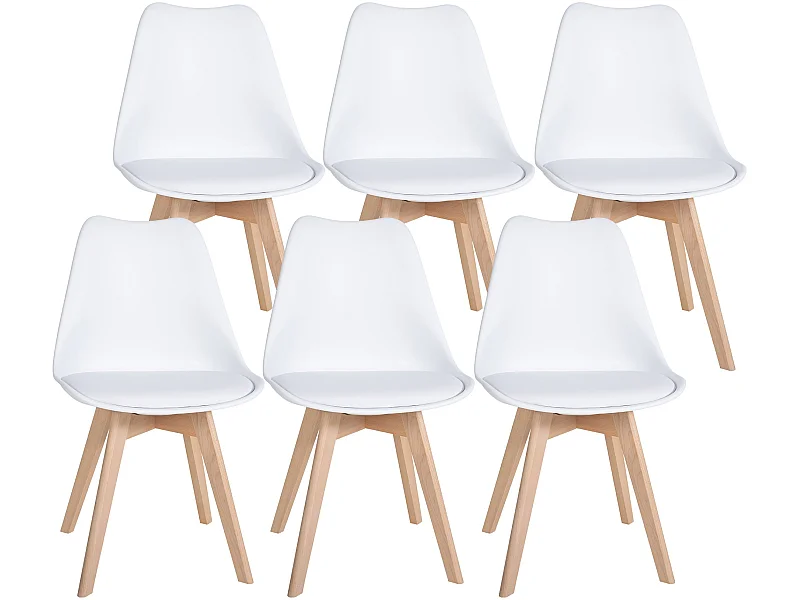 Lot de 6  chaise salle à manger - Plastique - Blanc - Ramsey