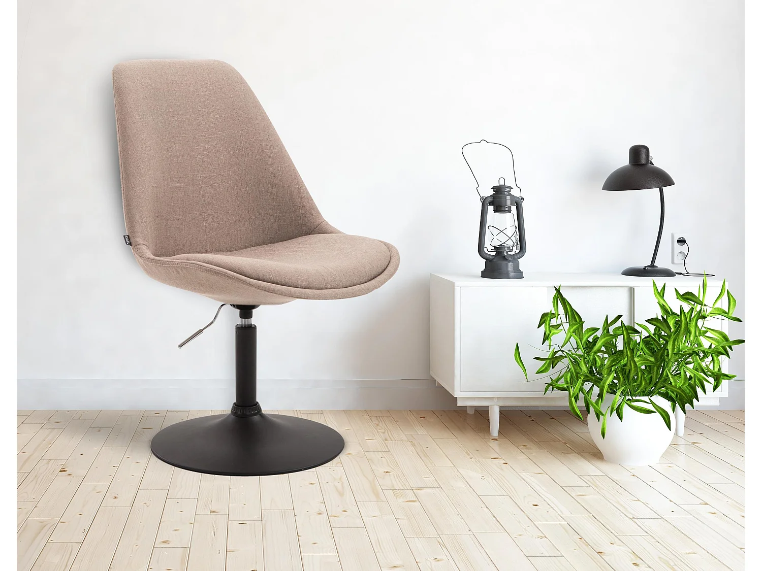 chaise salle à manger - Tissu & Noir - Taupe - Maverick