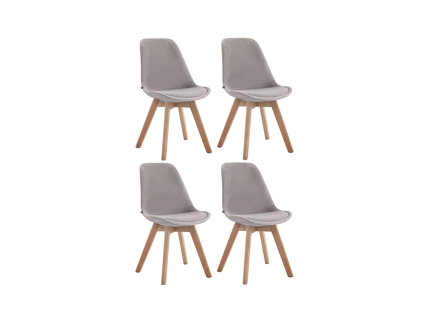 Lot de 4  chaise salle à manger - Velours & Nature - Gris - Borneo V2