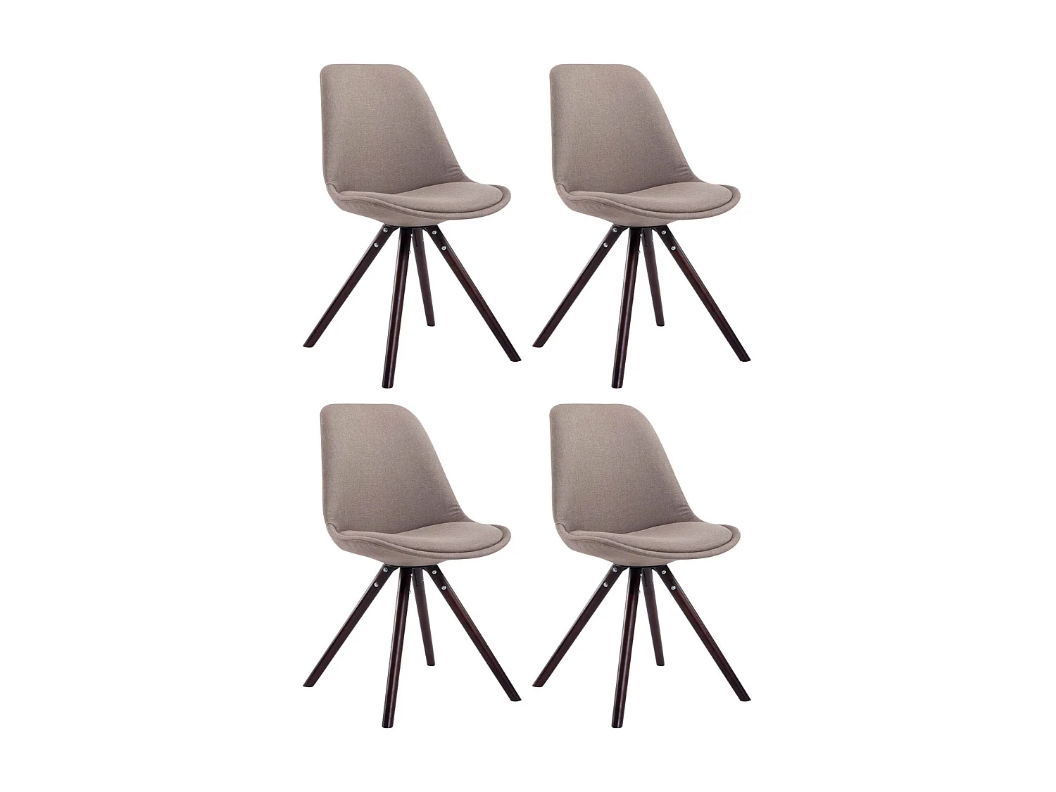 Set van 4  Eetkamerstoelen - Stof & cappuccino - taupe - Toulouse