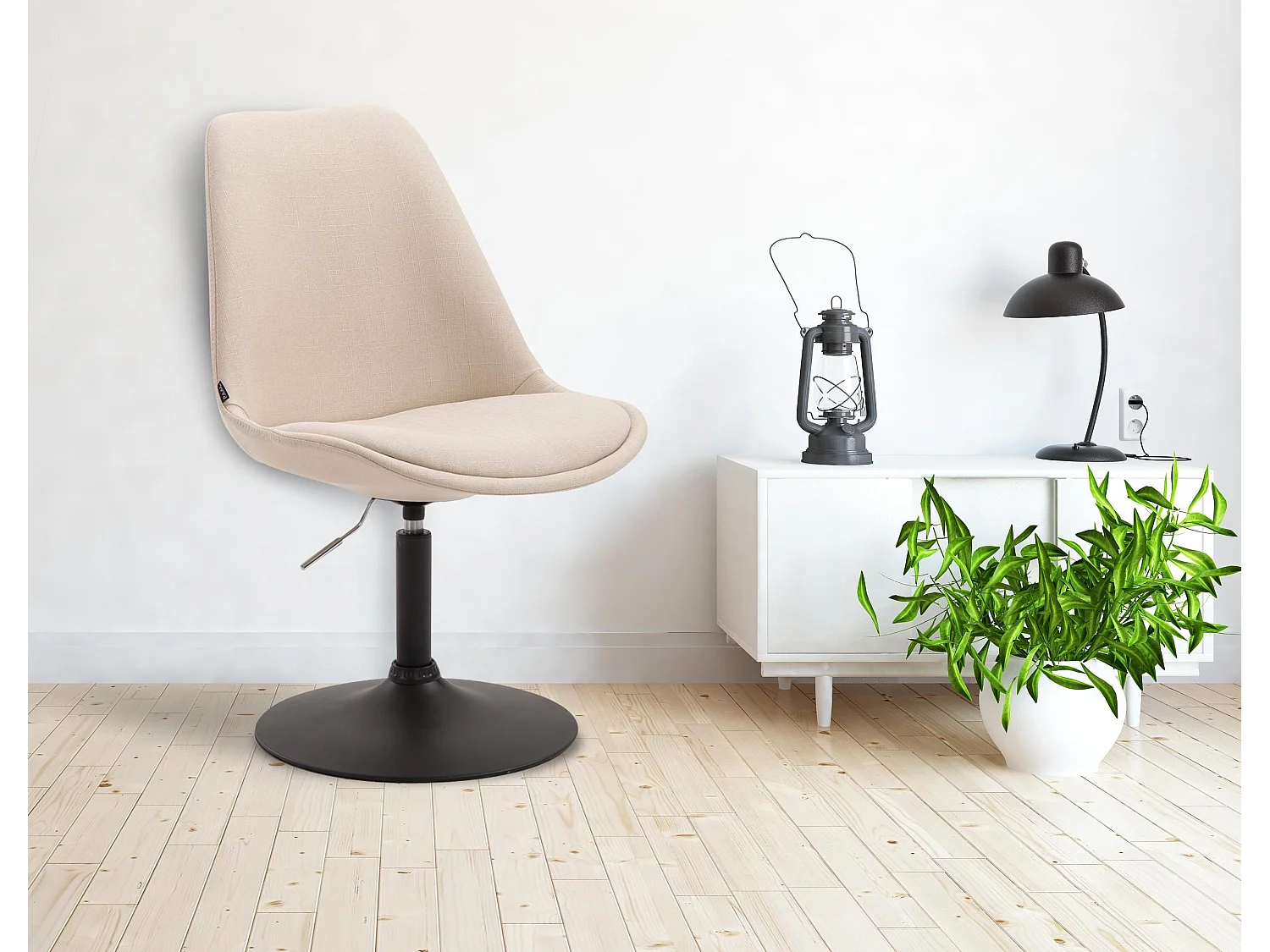 chaise salle à manger - Tissu & Noir - Crème - Maverick