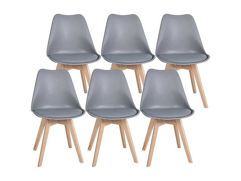 Lot de 6  chaise salle à manger - Plastique - Gris - Ramsey