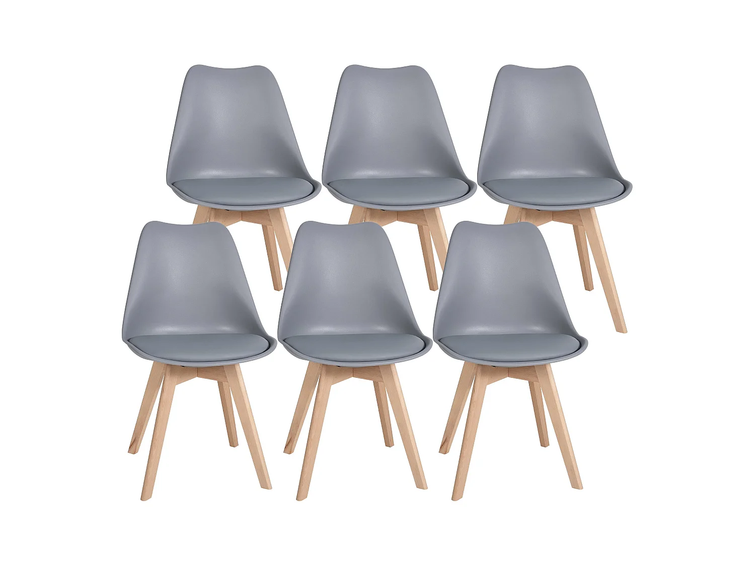 Lot de 6  chaise salle à manger - Plastique - Gris - Ramsey